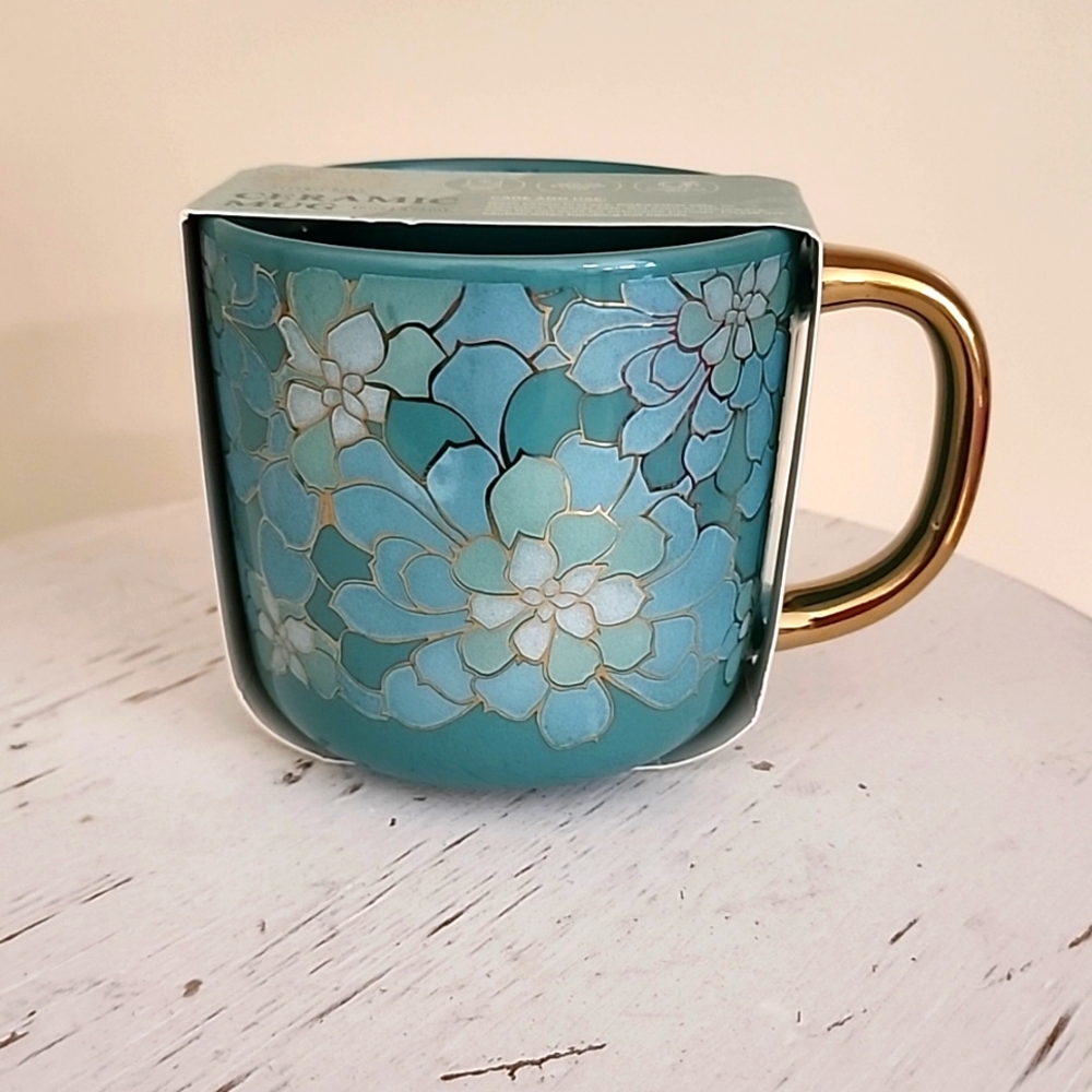Thyme & Table Ceramic Succulent 16 Oz Mug NWT